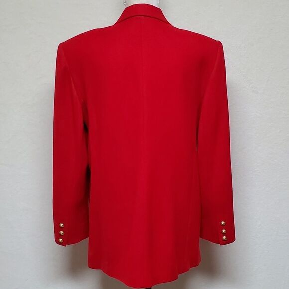 VINTAGE 1990s Bridgewater Classics Red Wool Single Breasted Blazer Jacket - Picture 8 of 12